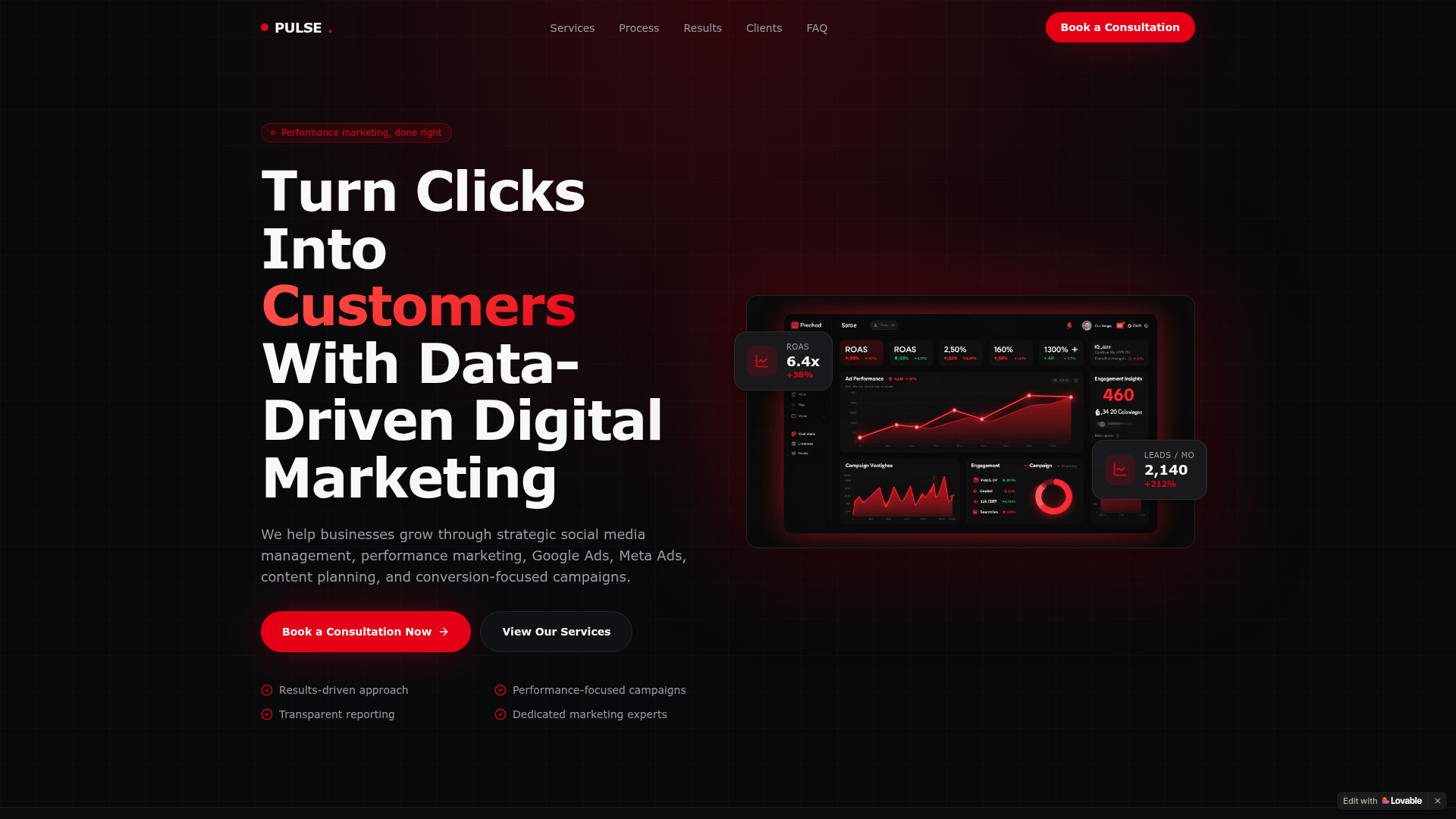 The Pulse Media Agency landing page screenshot